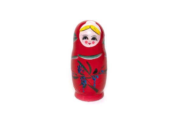 istock Red colored nesting dolls on a white background. Russian national souvenir 1365992135