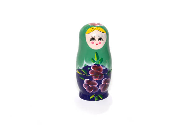 file from smallest to largest of matroshka, hand-painted wooden russian dolls. typical mammushkas