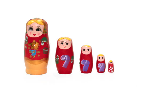 istock Red colored nesting dolls on a white background. Russian national souvenir. Matryoshka. 1365993308