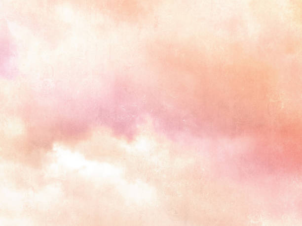 fondo romántico del cielo en estilo de pintura de acuarela rosa - soft coral fotografías e imágenes de stock