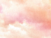 istock Romantic sky background in pink watercolor painting style 1365993388