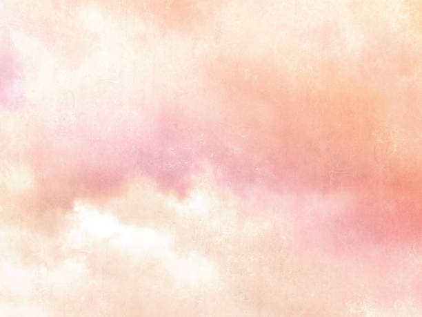Romantic sky background in pink watercolor painting style Digitally processed image with painterly effect coral colored photos stock pictures, royalty-free photos & images