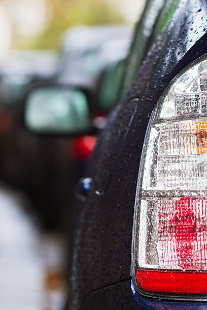 istock taillight of a car with raindrops 136599349