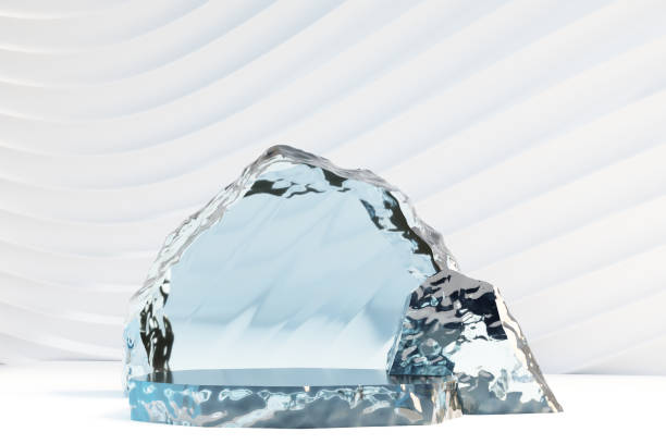 istock Stone rock glass step podium light theme White background. 3D illustration rendering. 1365995702