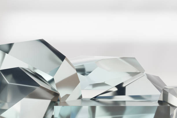 istock White background block clear glass stone podium light theme. 3D illustration rendering. 1365995704