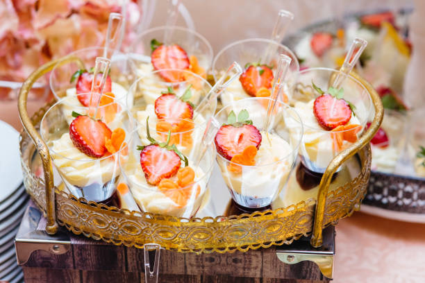 istock Wedding candy bar, tasty cakes with strawberry 1365996857