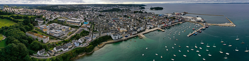 aerial view on the harbor of douarnenez on brittany in france