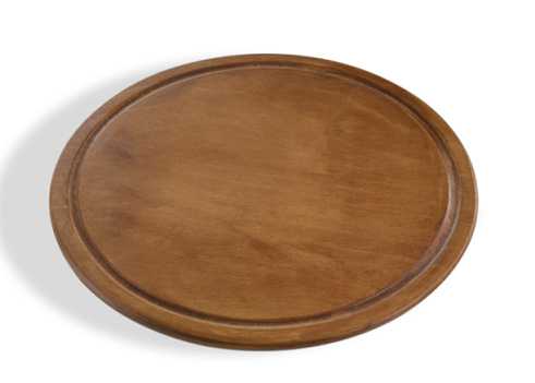 Wood pizza plate on white background