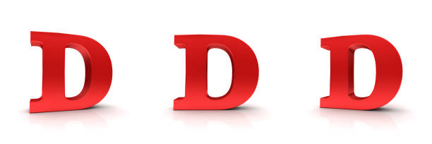 D letter sign red alphabet capital letter 3d rendering isolated on white background