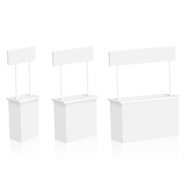 istock Set of promo counter trade stand for presentation Mock Up. vector. 1366006015