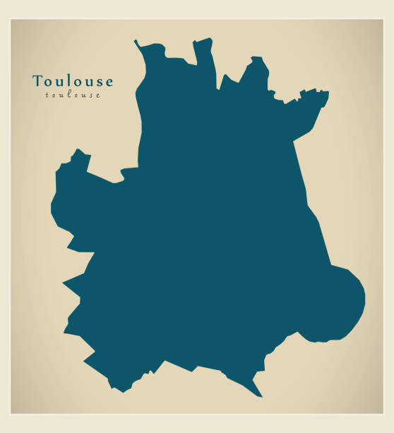 stockillustraties, clipart, cartoons en iconen met modern city map - toulouse city of france - toulouse