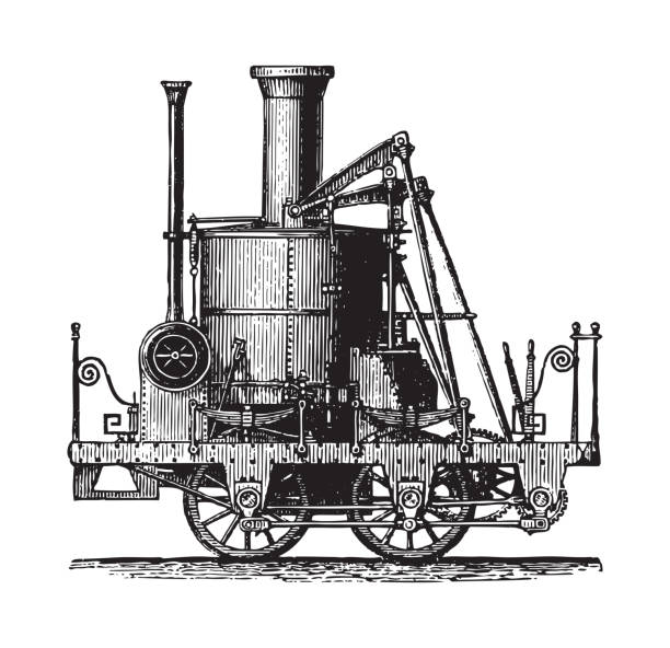 stockillustraties, clipart, cartoons en iconen met old locomotive - atlantic (1832) - vintage illustration - trein nederland