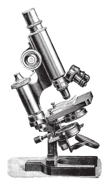 illustrations, cliparts, dessins animés et icônes de microscope ancien - illustration vintage - microscope