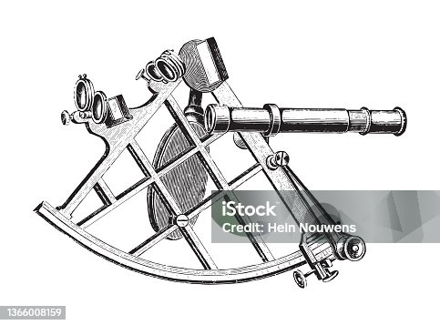 istock Sextant navigation instrument - vintage illustration 1366008159
