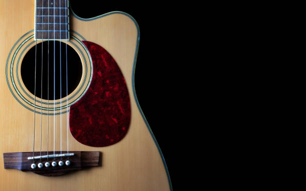 istock six - string acoustic guitar  on a black background. low key. music day 1366009798