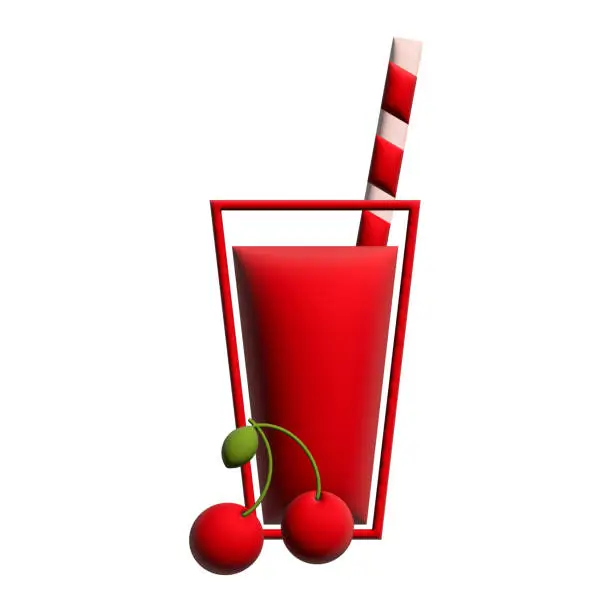 Vector illustration of Cherry Fresh juice Vegetarian and healthy fod illustrations