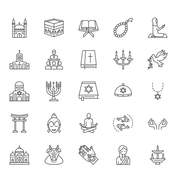 Religion icon set editable stroke Religion icon set editable stroke buddha icon stock illustrations