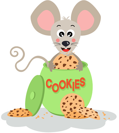 Cute mouse inside a cookie jar