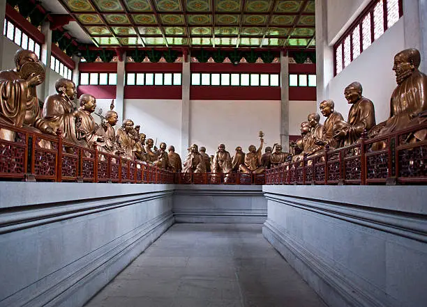 Statues of 500 Arhats in the Lingyin Temple, Hangzhou, China
