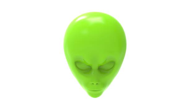 3d rendering of an typical alien face isolated in white background