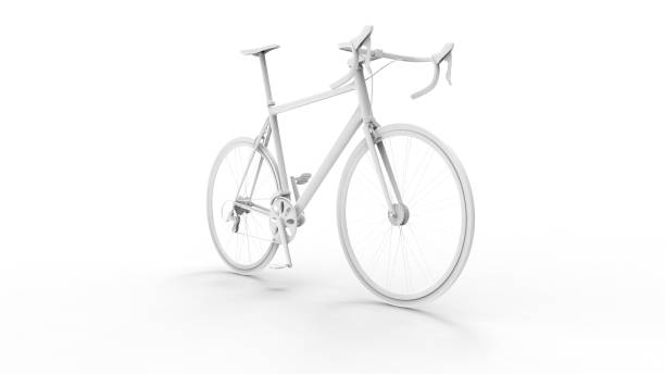 3d rendering of a race sports bicycle isolated in white background - bicycle chain bicycle tire black and white imagens e fotografias de stock