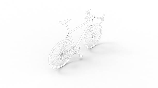 3d rendering of a race sports bicycle isolated in white background - bicycle chain bicycle tire black and white imagens e fotografias de stock