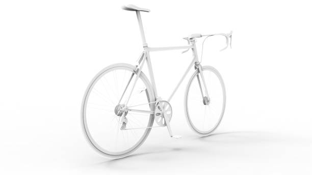 3d rendering of a race sports bicycle isolated in white background - bicycle chain bicycle tire black and white imagens e fotografias de stock