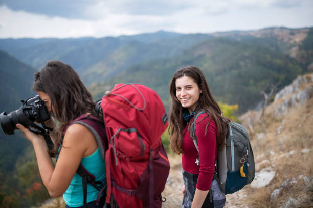 istock Two friends in the mountains. 1366020419