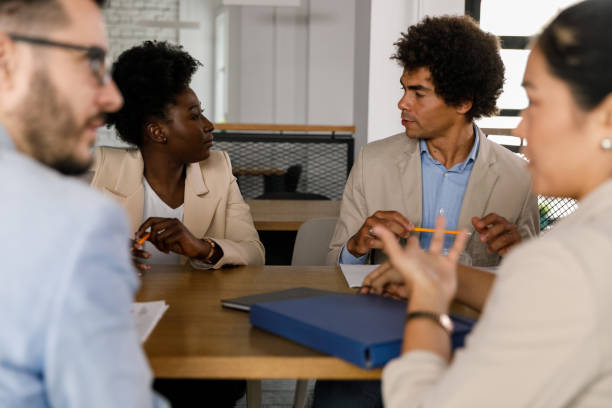 istock Business colleagues having a discussion during a project meeting 1366021567