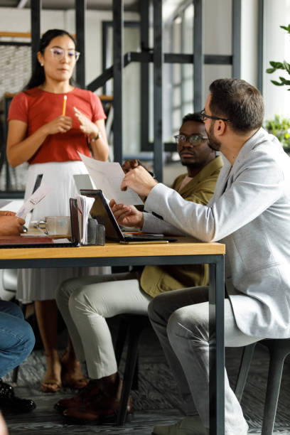 istock Businessman sharing his ideas with a manager during a meeting 1366021926