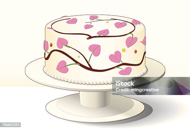 Najlepsza Dekoracja Ciasto Z Różowy Serce Na Walentynki - Stockowe grafiki wektorowe i więcej obrazów Ciasto