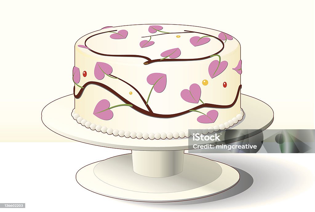 Лучший торт с розовым сердцем украшения в День святого Валентина - Векторная графика Поднос роялти-фри