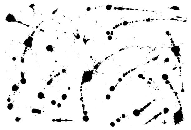 выпавшие пятна и точки фона. капли чернил для украшения. изолированный вектор на белом фоне - black pencil flash stock illustrations