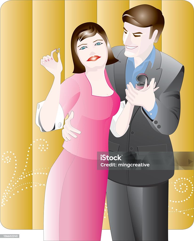 Couple engaging with a diamond ring Charming couple engaging with a diamond ring that make the lady very please. Abstract Stock Photo