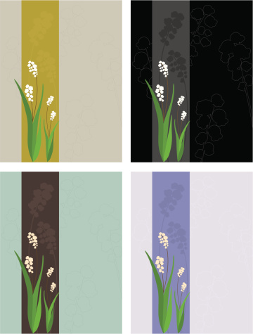 Bell-like flowers in four backgrounds.