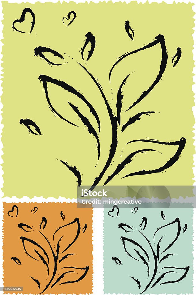 Cepillo de mano, hojas de primavera - arte vectorial de Abstracto libre de derechos