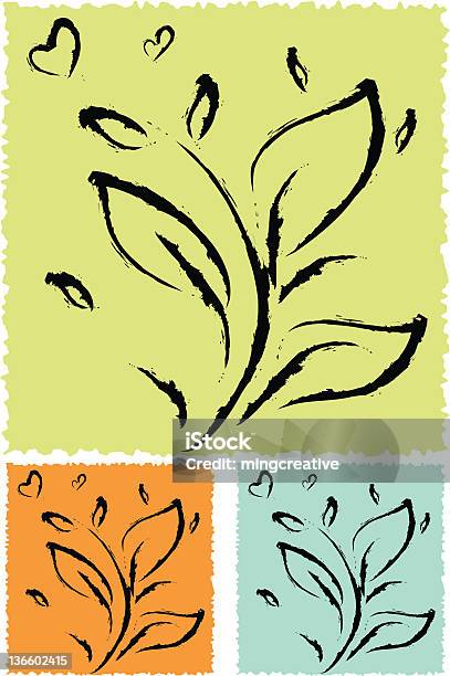Весна Время Руки Щеткой Листья — стоковая векторная графика и другие изображения на тему Абстрактный - Абстрактный, Без людей, Ботаника