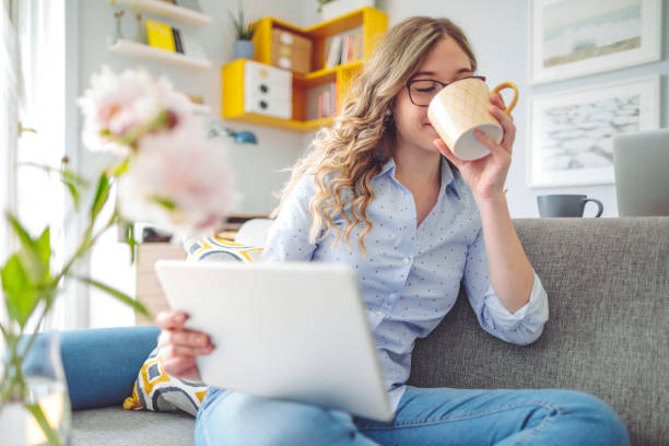 istock Young woman at home 1366025128
