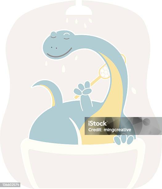 Carino Apatosaurus La Doccia - Immagini vettoriali stock e altre immagini di Animale - Animale, Animale estinto, Brontosauro