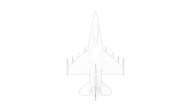 白い背景に隔離された戦闘機の複数のビューの3dレンダリング - military pilot fighter plane air force ストックフォトと画像