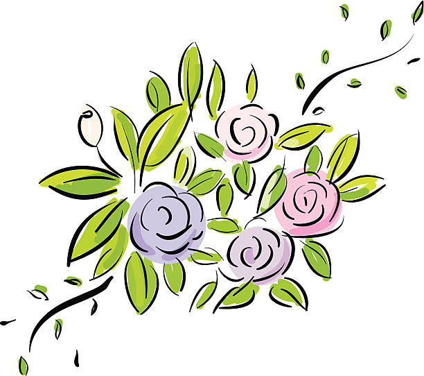 flowers blooming vector art illustration