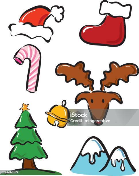 Boże Narodzenie Ikony Ustaw - Stockowe grafiki wektorowe i więcej obrazów Czubek na choinkę - Czubek na choinkę, Bez ludzi, Boże Narodzenie