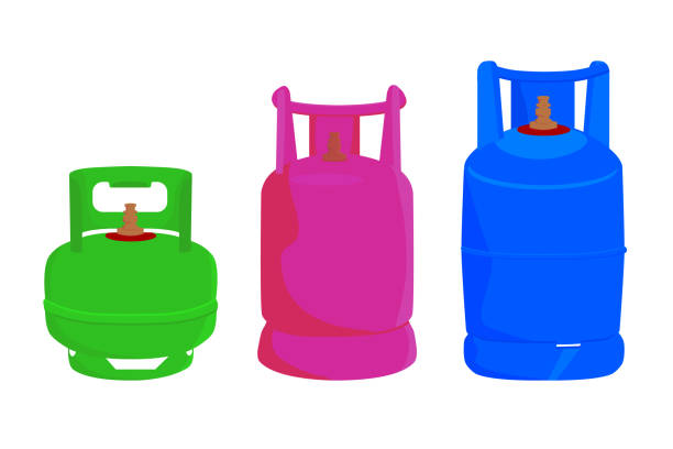 istock Set Vector three model of gas cylinder in indonesia, Green, pink and blue 1366030556