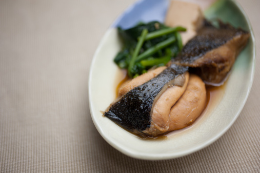 fish poached in sweet soy (often on the menu as \