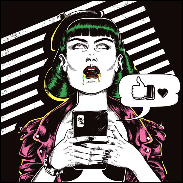 ilustraciones, imágenes clip art, dibujos animados e iconos de stock de zombie de las redes sociales - puppet anime
