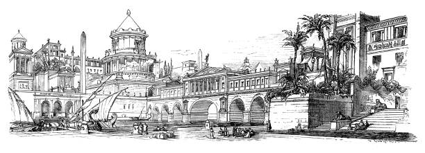 istock Antique city of Alexandria drawing 1880 1366035137