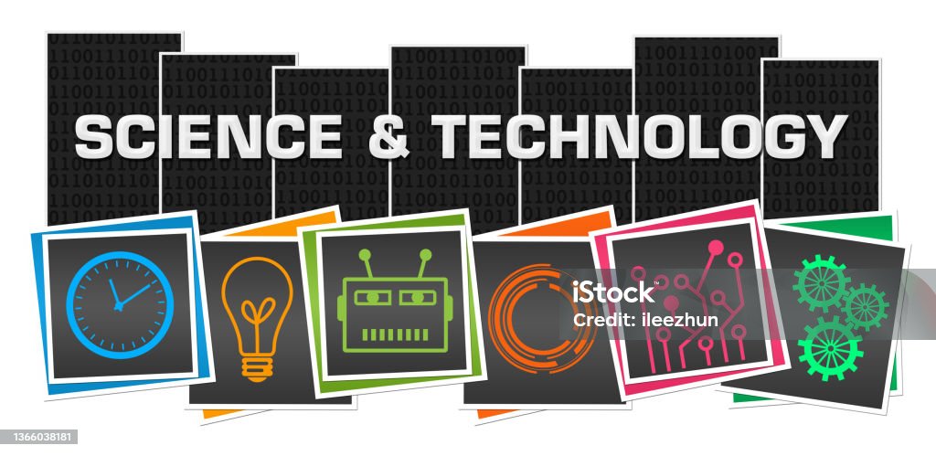Science Technology Color Science And Technology Dark Colourful Binary Squares Symbols Bottom ...
