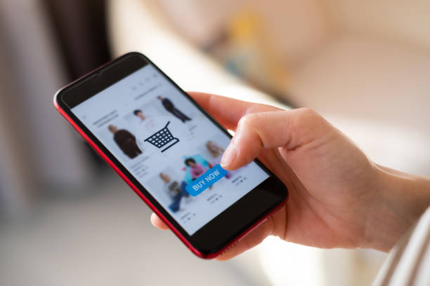 Online shopping on smartphone.