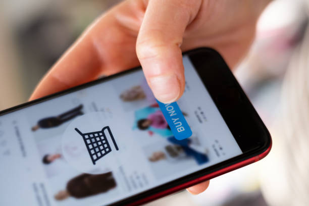 istock Shopping Online With Phone 1366040438