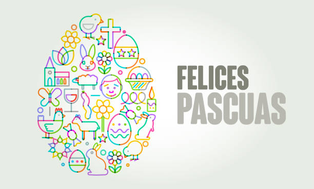 illustrazioni stock, clip art, cartoni animati e icone di tendenza di buona pasqua in spagnolo: felices pascuas - daffodil flower silhouette butterfly